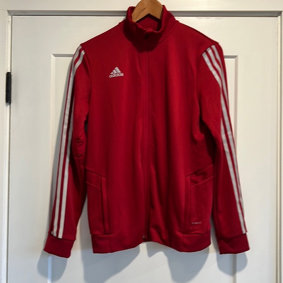 Adidas women’s zip jacket maroon with gray stripes size medium new without tags - Picture 1 of 5